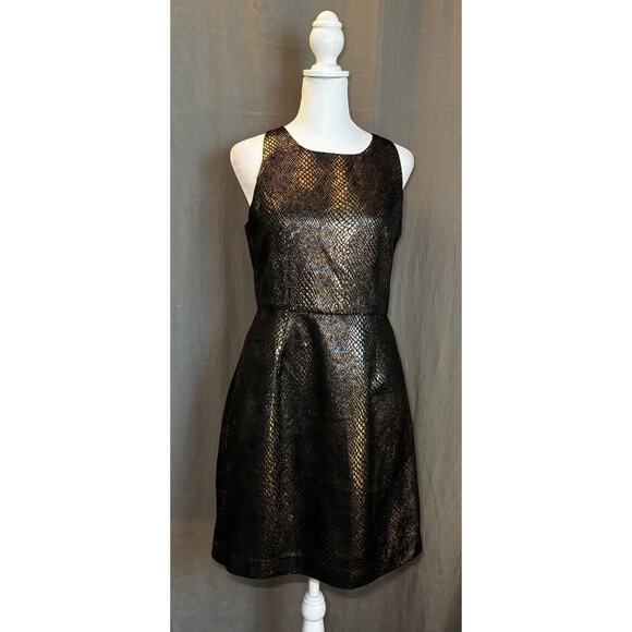 JACK BY BB DAKOTA Women's Metallic Snake print metal bronze Dress Size 6 - Picture 4 of 16
